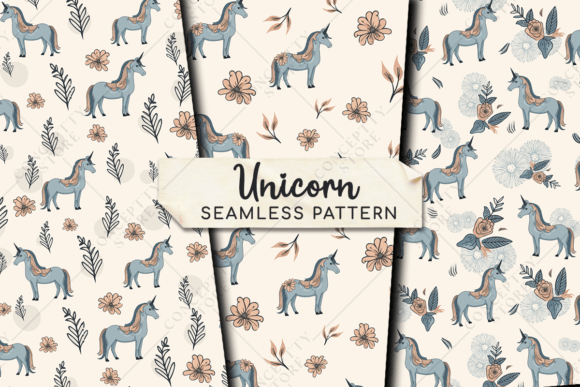 Download Minimalist Unicorn Seamless Patterns - Unicorn seamless Collection