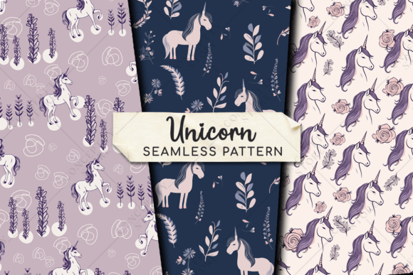 Download Minimalist Unicorn Seamless Patterns - Unicorn seamless Collection
