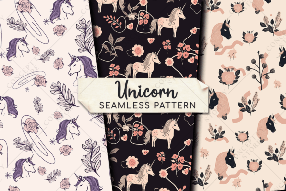Download Minimalist Unicorn Seamless Patterns - Unicorn seamless Collection