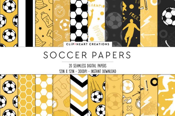 Download Yellow Soccer Seamless Digital Papers - Yellow Collection