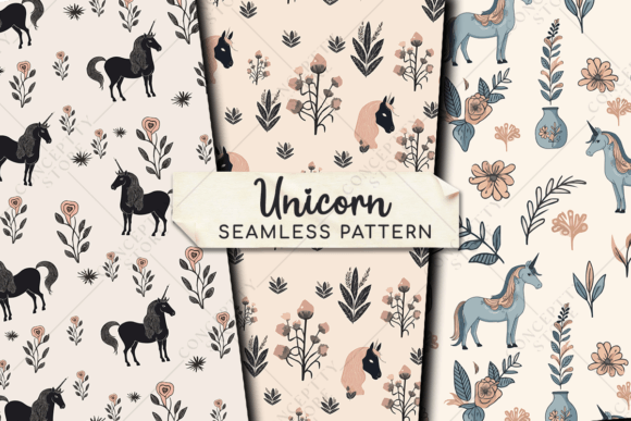 Download Minimalist Unicorn Seamless Patterns - Unicorn seamless Collection
