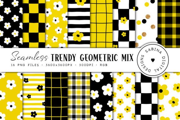Download Black &amp; Yellow Trendy Geometric Patterns - Yellow Collection