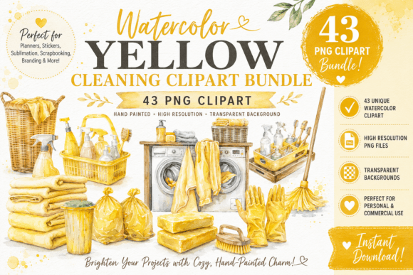 Download Yellow Watercolor Cleaning Clipart - Yellow Collection