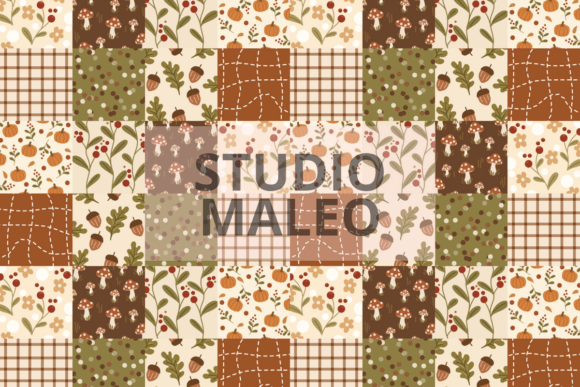 Download Cozy Autumn Patchwork Fall Pattern - Fall pattern Collection