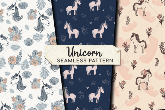 Download Minimalist Unicorn Seamless Patterns - Unicorn seamless Collection