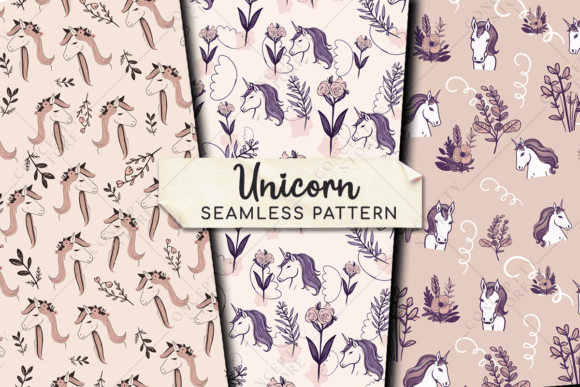 Download Minimalist Unicorn Seamless Patterns - Unicorn seamless Collection
