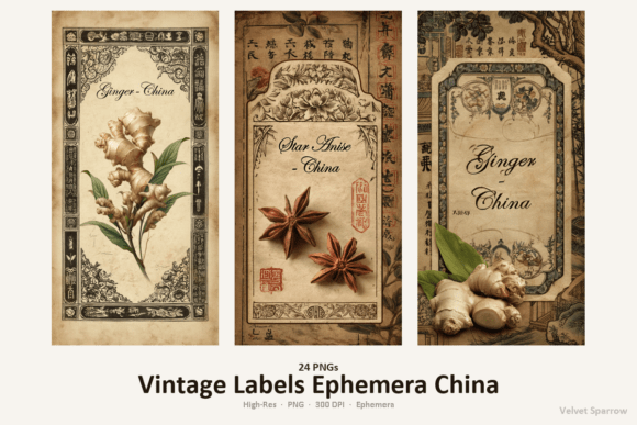 Download Vintage Labels Ephemera China Pack - Premium Resources