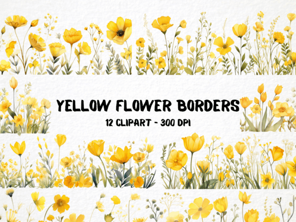 Download Watercolor Yellow Flower Borders - Yellow Collection