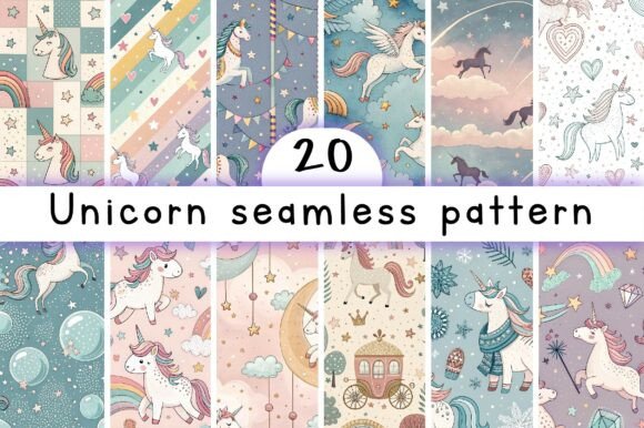 Download Unicorn Seamless Pattern - Digital Paper - Unicorn seamless Collection