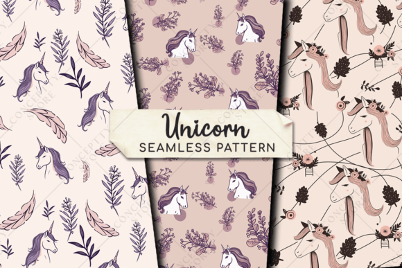 Download Minimalist Unicorn Seamless Patterns - Unicorn seamless Collection