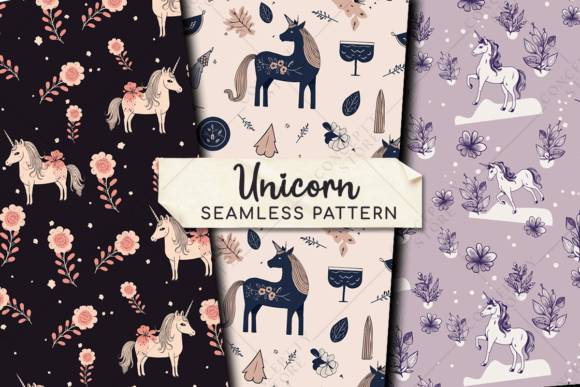 Download Minimalist Unicorn Seamless Patterns - Unicorn seamless Collection